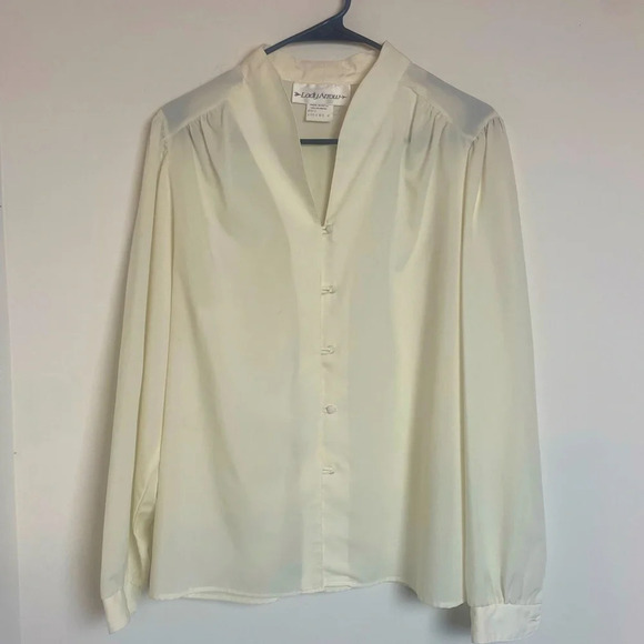 Vintage Academia Plus Size Button Down Blouse Size 16 Semi Sheer - Picture 4 of 9